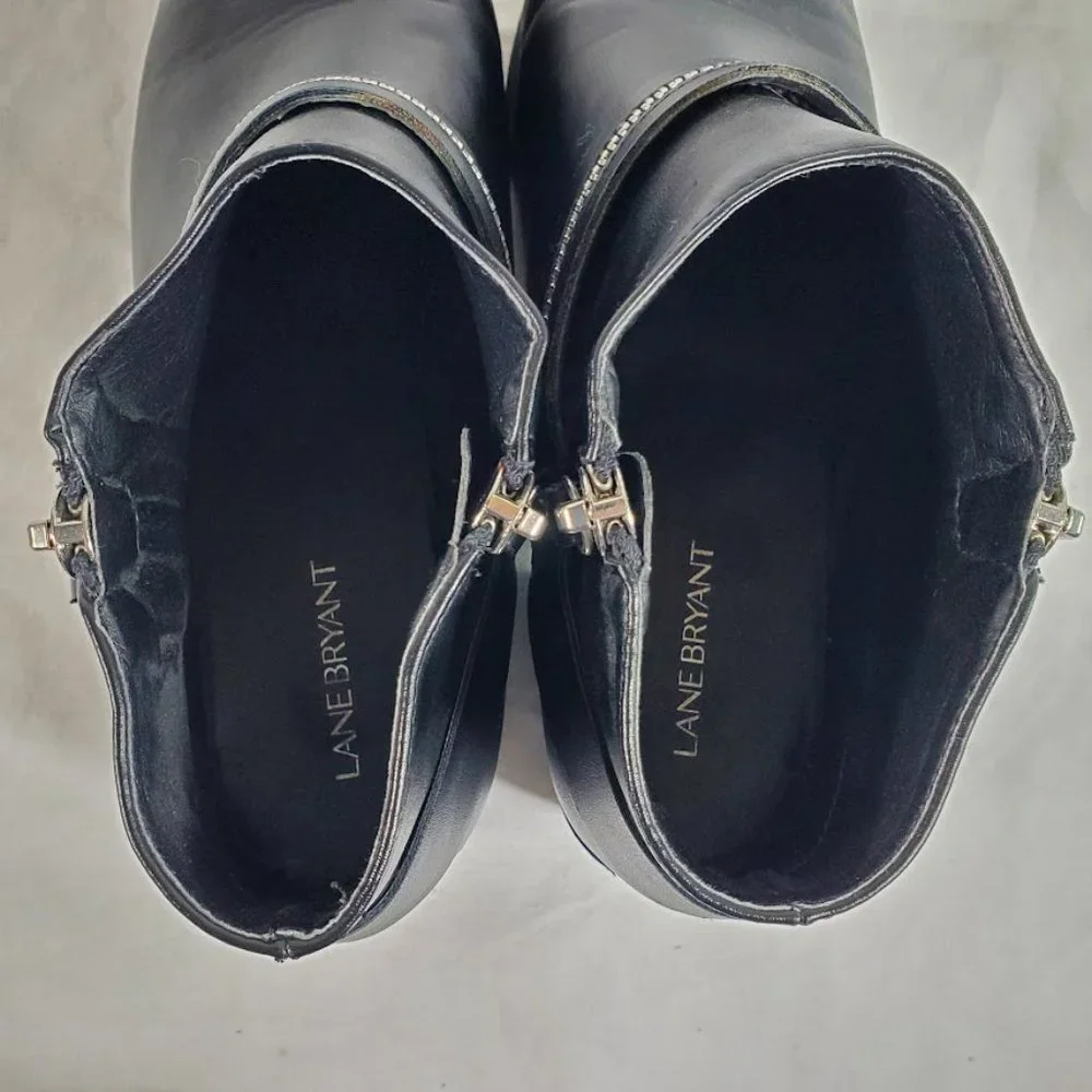 Lane Bryant Black Harness Ankle Boots Booties Size 11 Wide 11W Vegan Leather - Picture 4 of 6